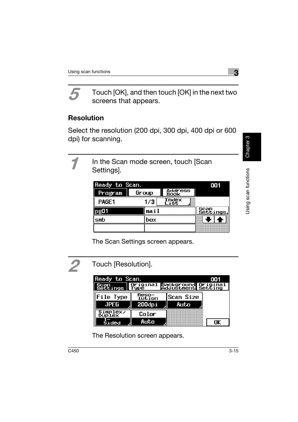 Resolution, Resolution -15 | Konica Minolta BIZHUB C450 User Manual | Page 98 / 158