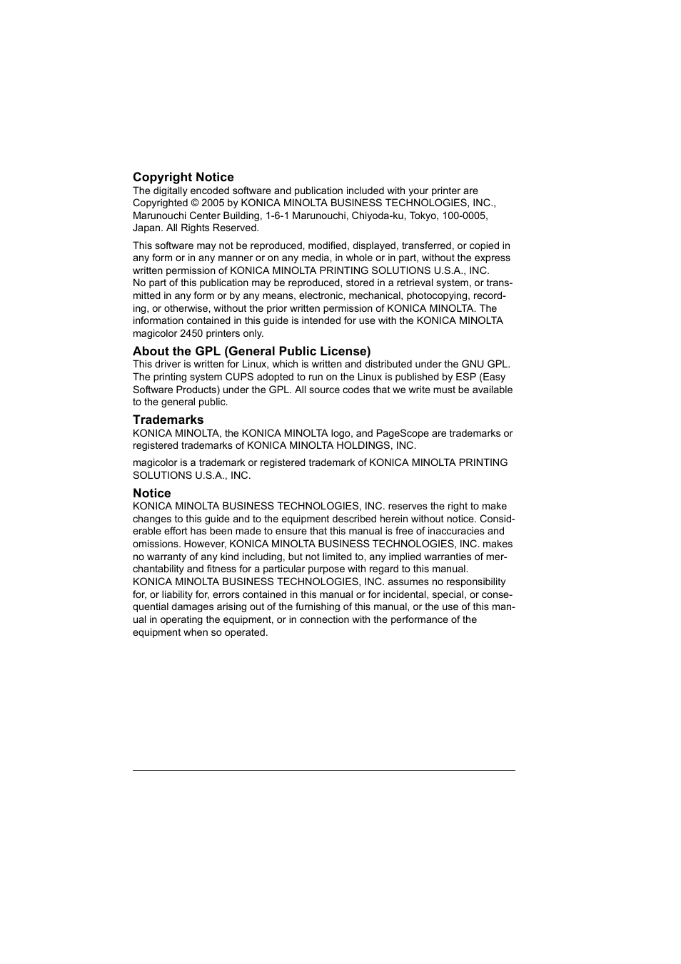 Konica Minolta Magicolor 2450 User Manual | Page 2 / 210