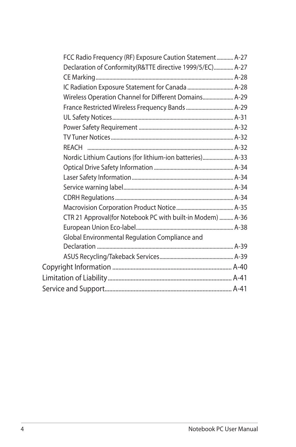 Asus E6934 User Manual | Page 4 / 118