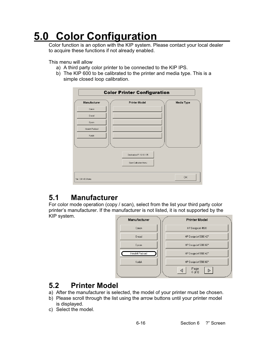 0 color configuration, 1 manufacturer, 2 printer model | Konica Minolta KIP 600 Scanner User Manual | Page 148 / 151