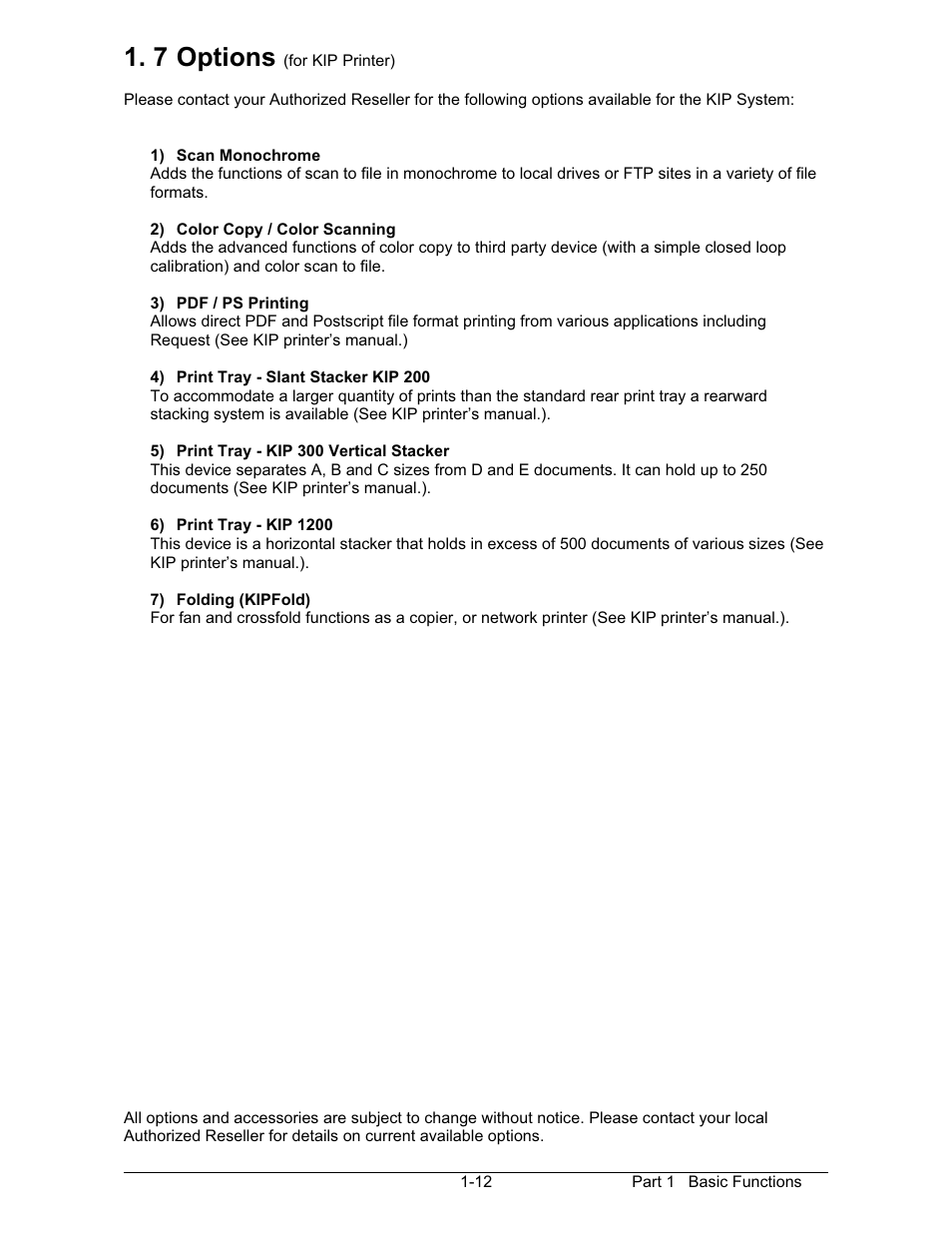 7 options | Konica Minolta KIP 600 Scanner User Manual | Page 18 / 151