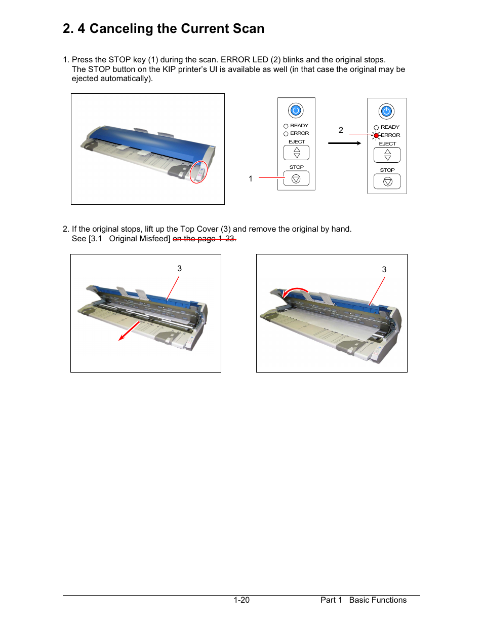 4 canceling the current scan | Konica Minolta KIP 600 Scanner User Manual | Page 26 / 151