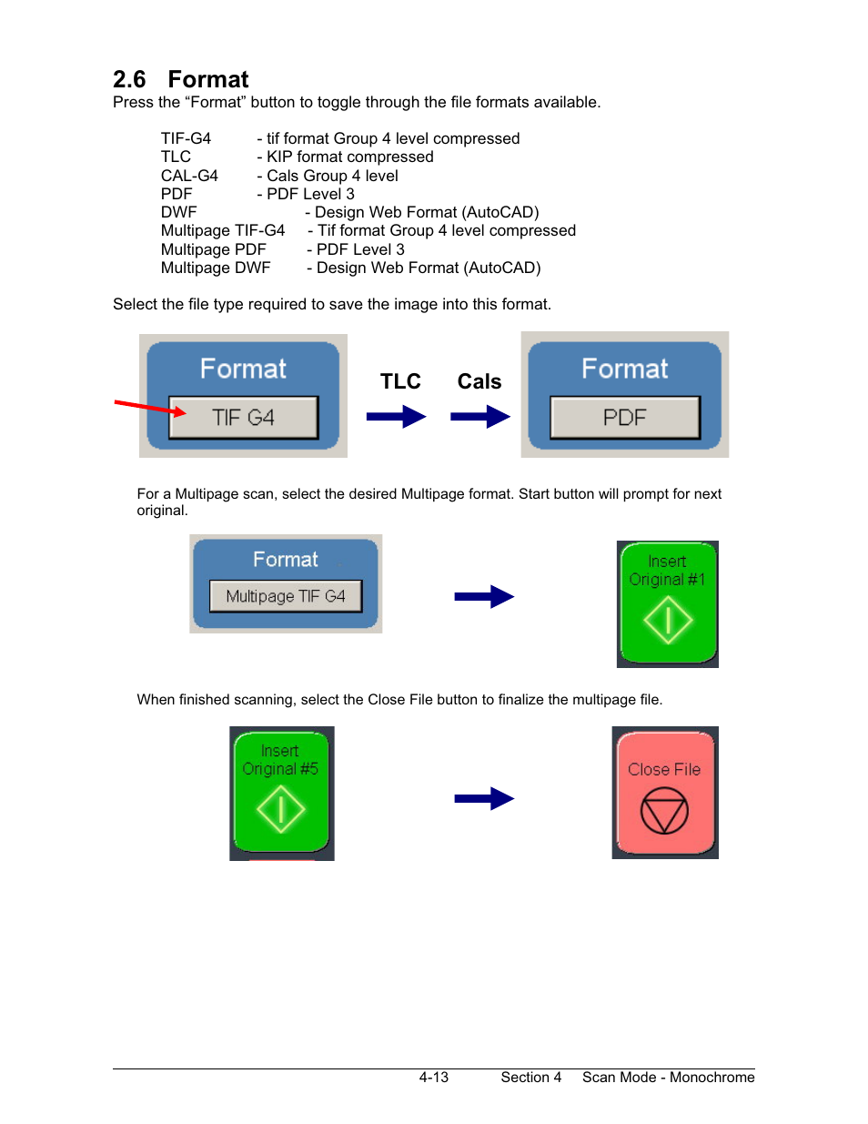 6 format, Tlc cals | Konica Minolta KIP 600 Scanner User Manual | Page 98 / 151