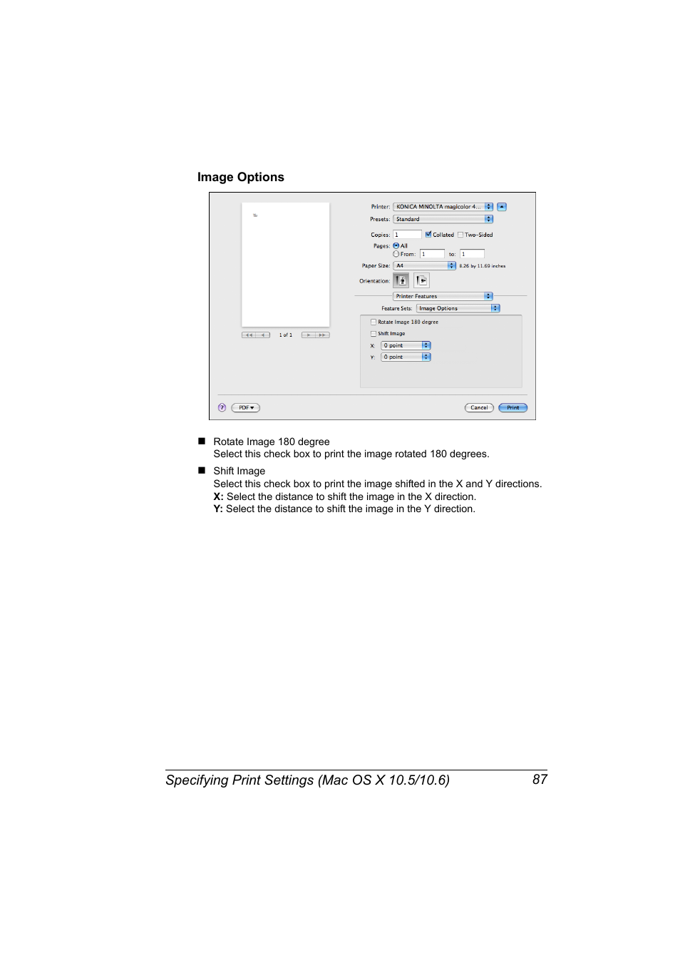 Image options, Image options 87 | Konica Minolta magicolor 4690MF User Manual | Page 103 / 312