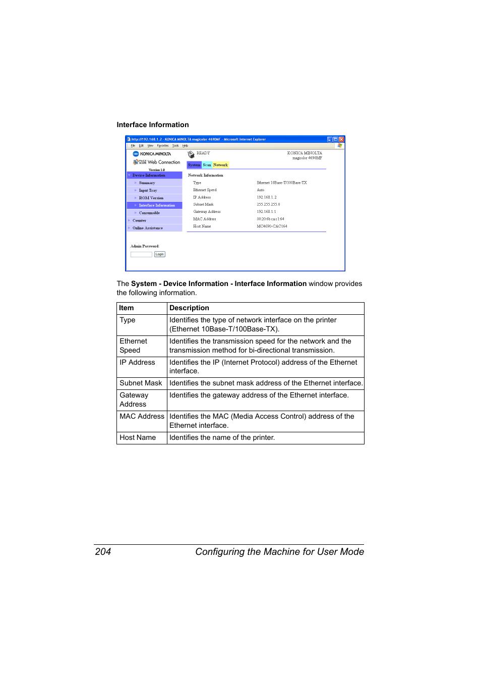 Configuring the machine for user mode 204 | Konica Minolta magicolor 4690MF User Manual | Page 220 / 312