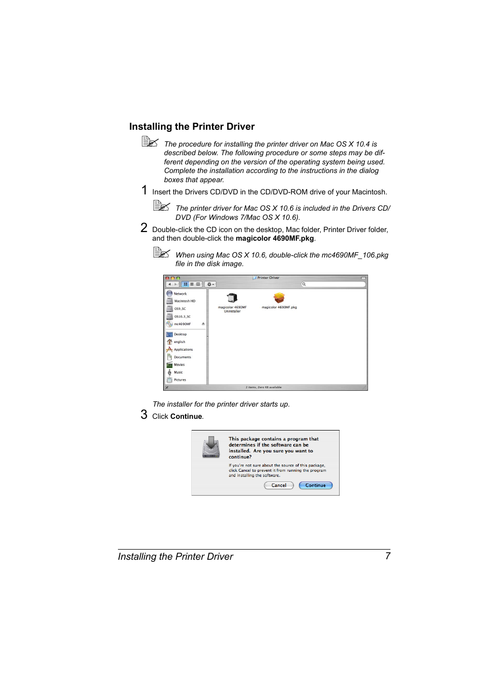 Installing the printer driver, Installing the printer driver 7 | Konica Minolta magicolor 4690MF User Manual | Page 23 / 312