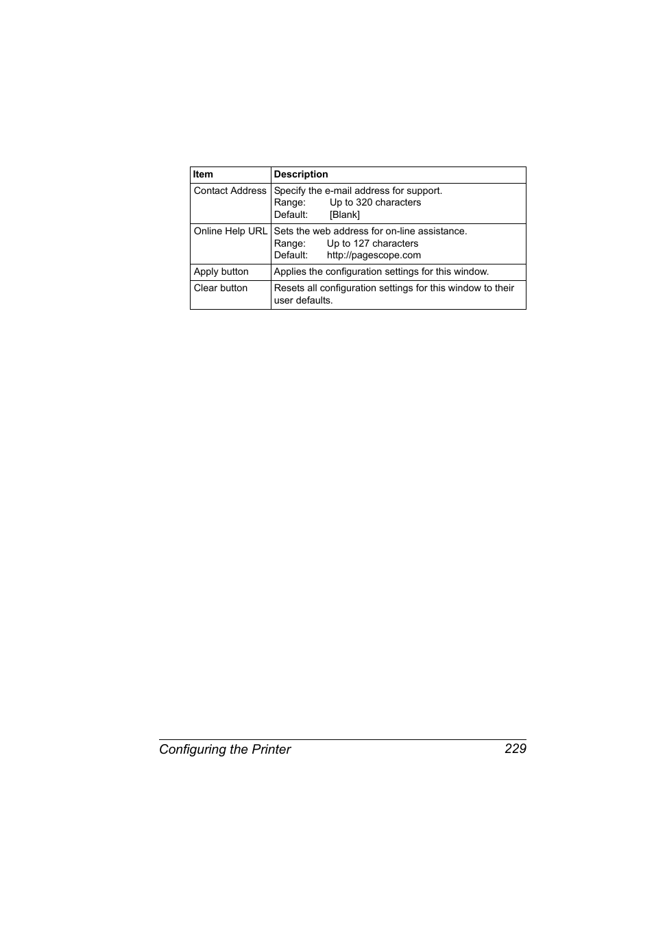 Configuring the printer 229 | Konica Minolta magicolor 4690MF User Manual | Page 245 / 312