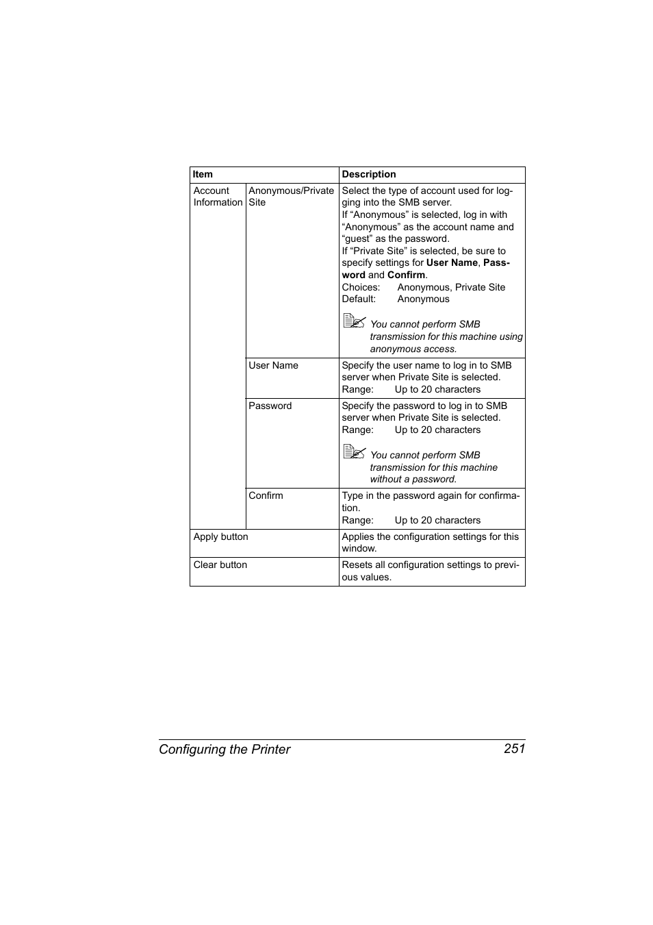 Configuring the printer 251 | Konica Minolta magicolor 4690MF User Manual | Page 267 / 312