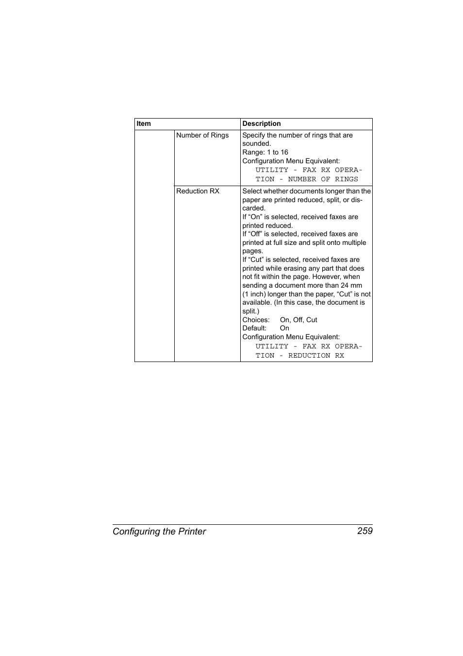 Configuring the printer 259 | Konica Minolta magicolor 4690MF User Manual | Page 275 / 312