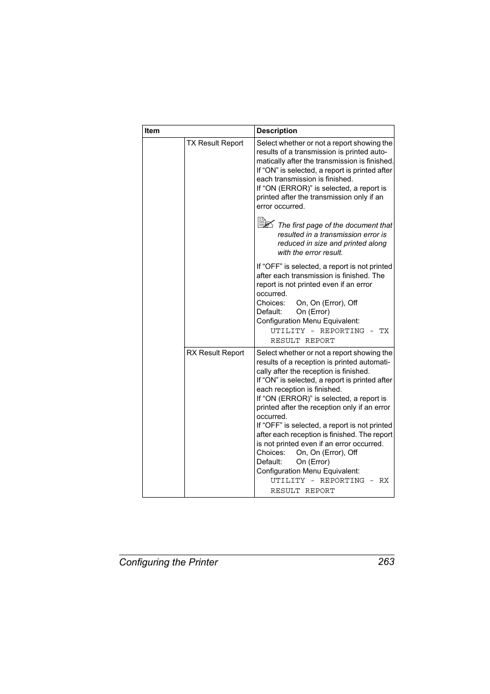 Configuring the printer 263 | Konica Minolta magicolor 4690MF User Manual | Page 279 / 312