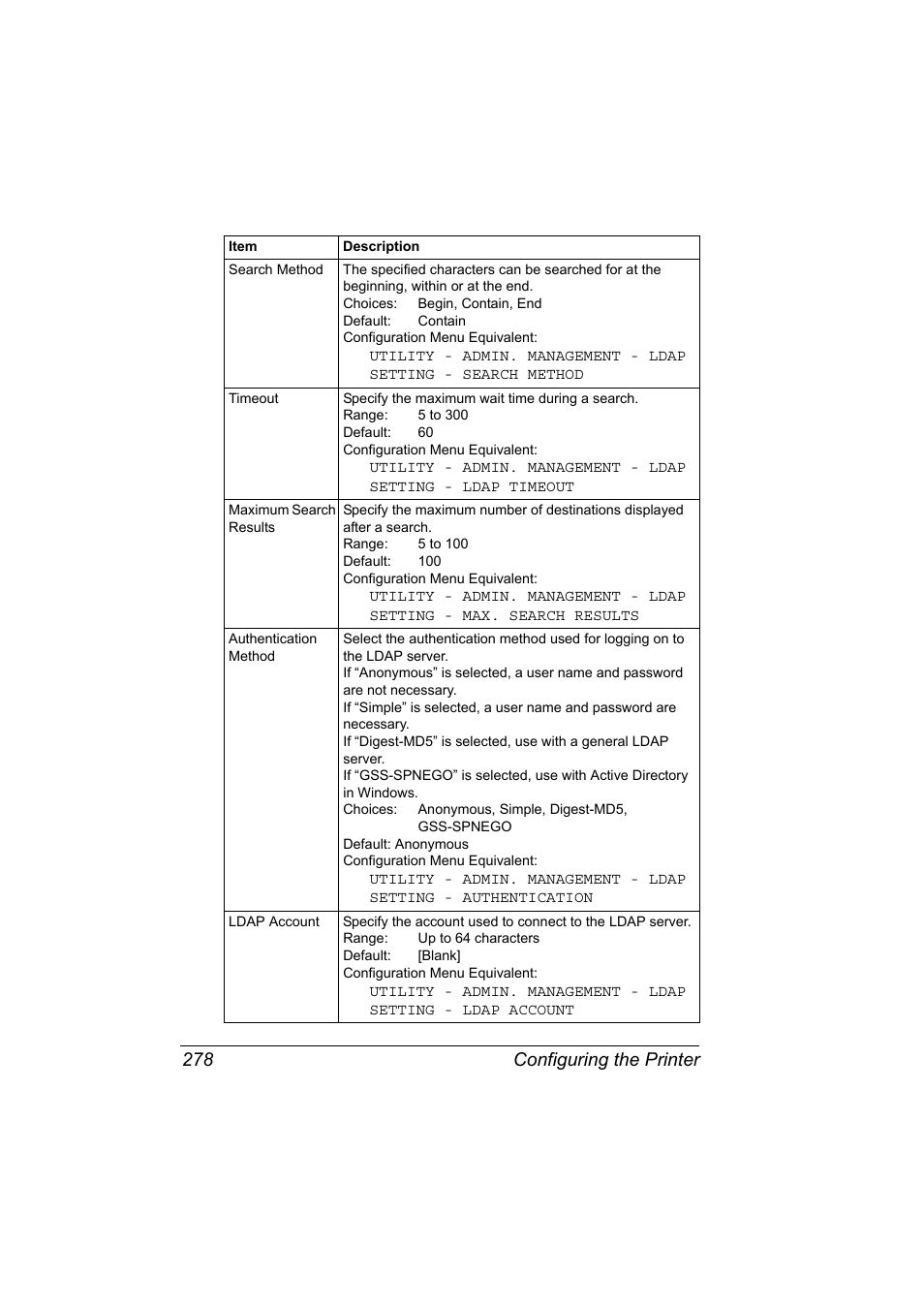 Configuring the printer 278 | Konica Minolta magicolor 4690MF User Manual | Page 294 / 312