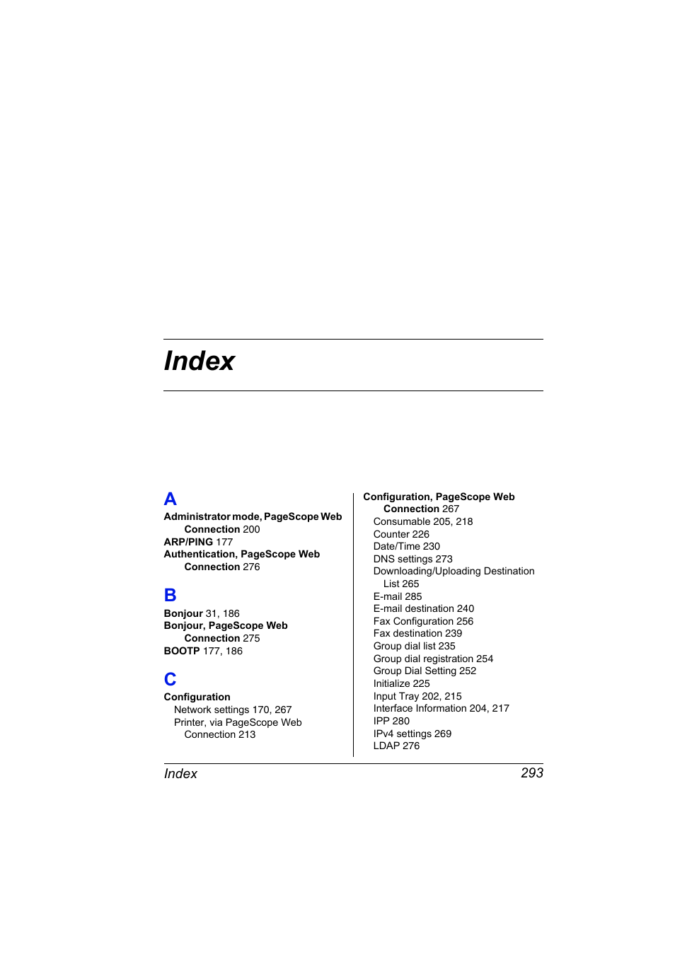 Index | Konica Minolta magicolor 4690MF User Manual | Page 309 / 312