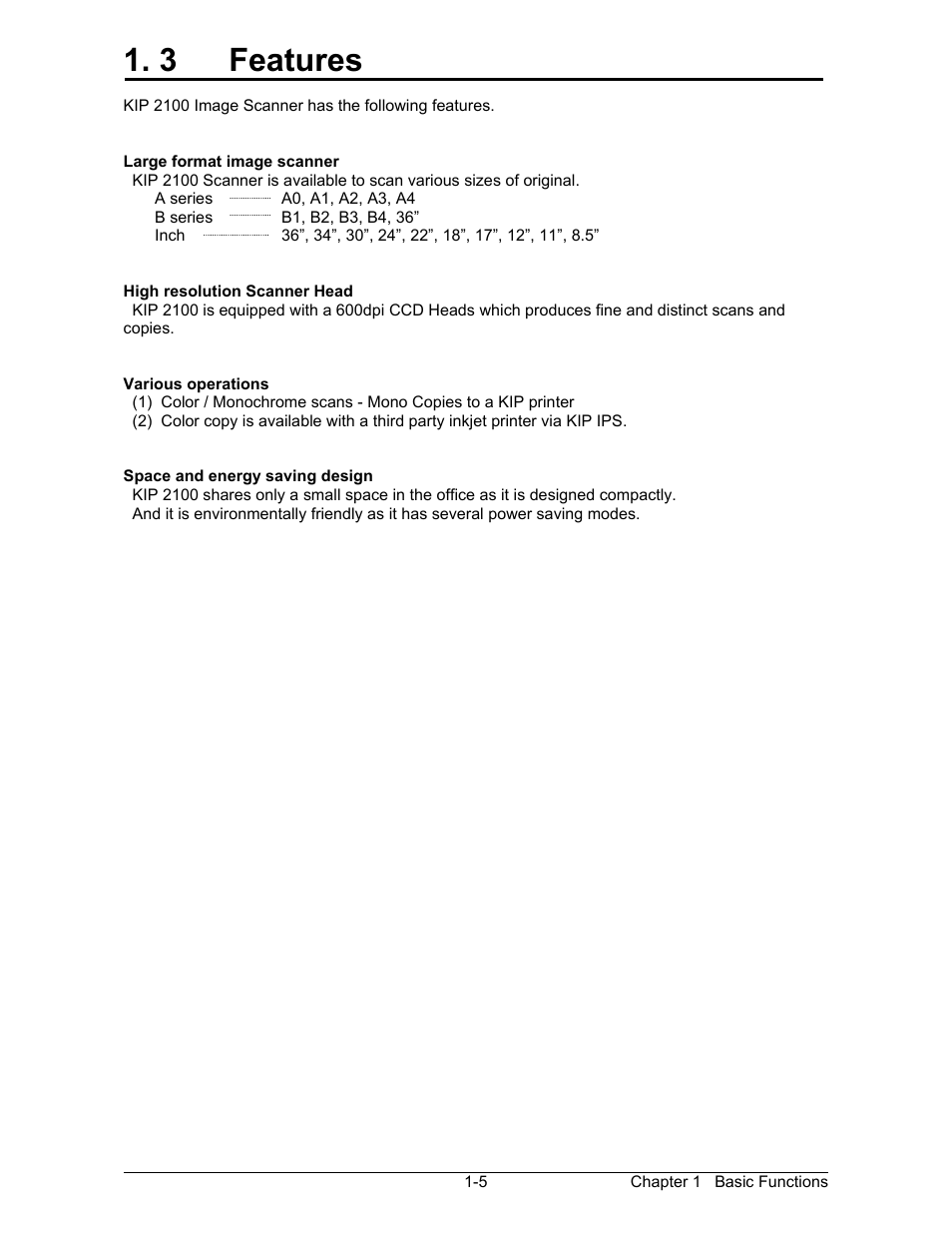 3 features | Konica Minolta KIP 2100 Scanner User Manual | Page 10 / 153