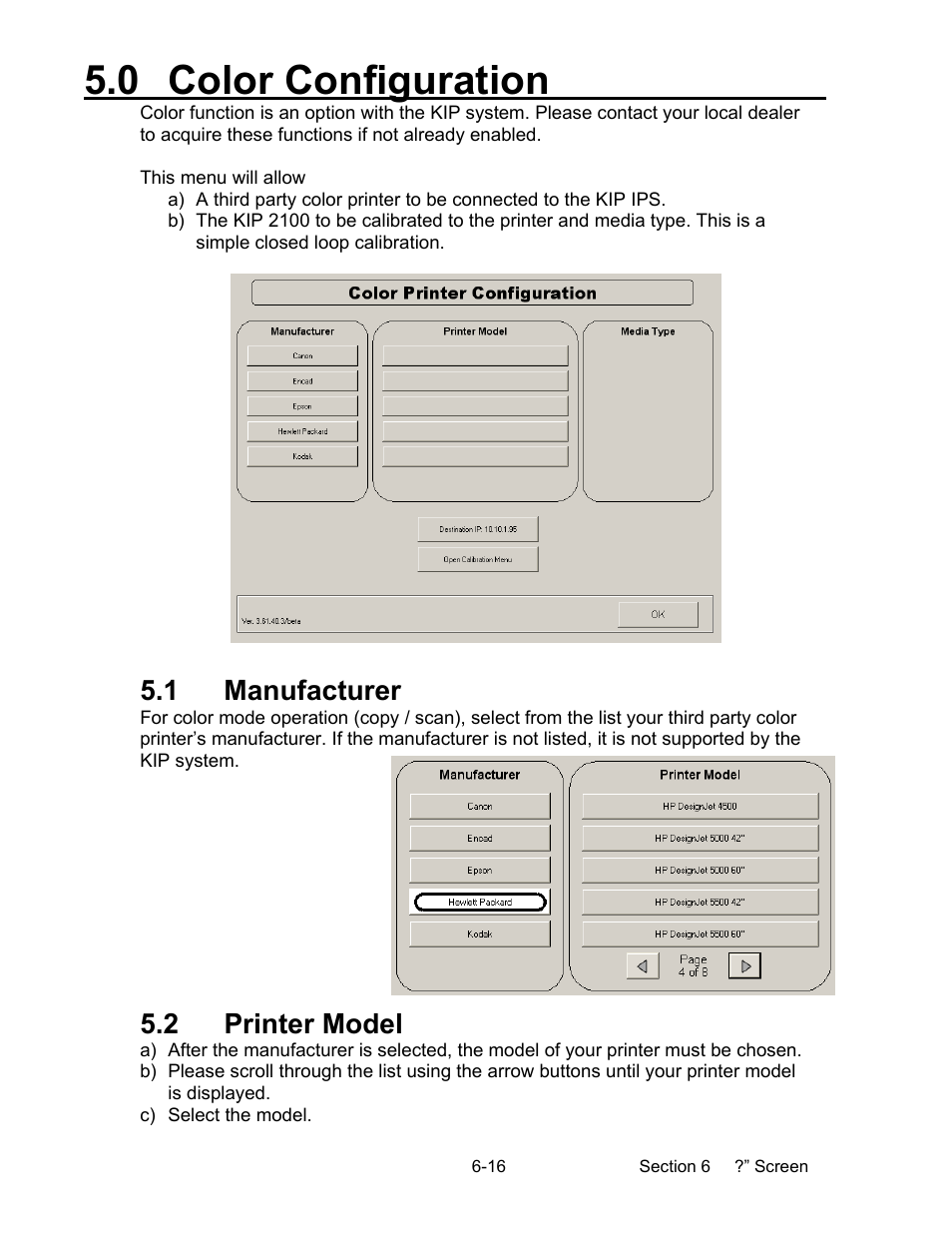 0 color configuration, 1 manufacturer, 2 printer model | Konica Minolta KIP 2100 Scanner User Manual | Page 136 / 153