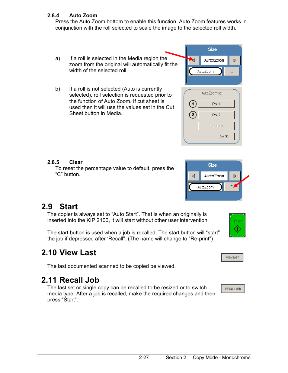 9 start, 10 view last, 11 recall job | Konica Minolta KIP 2100 Scanner User Manual | Page 55 / 153