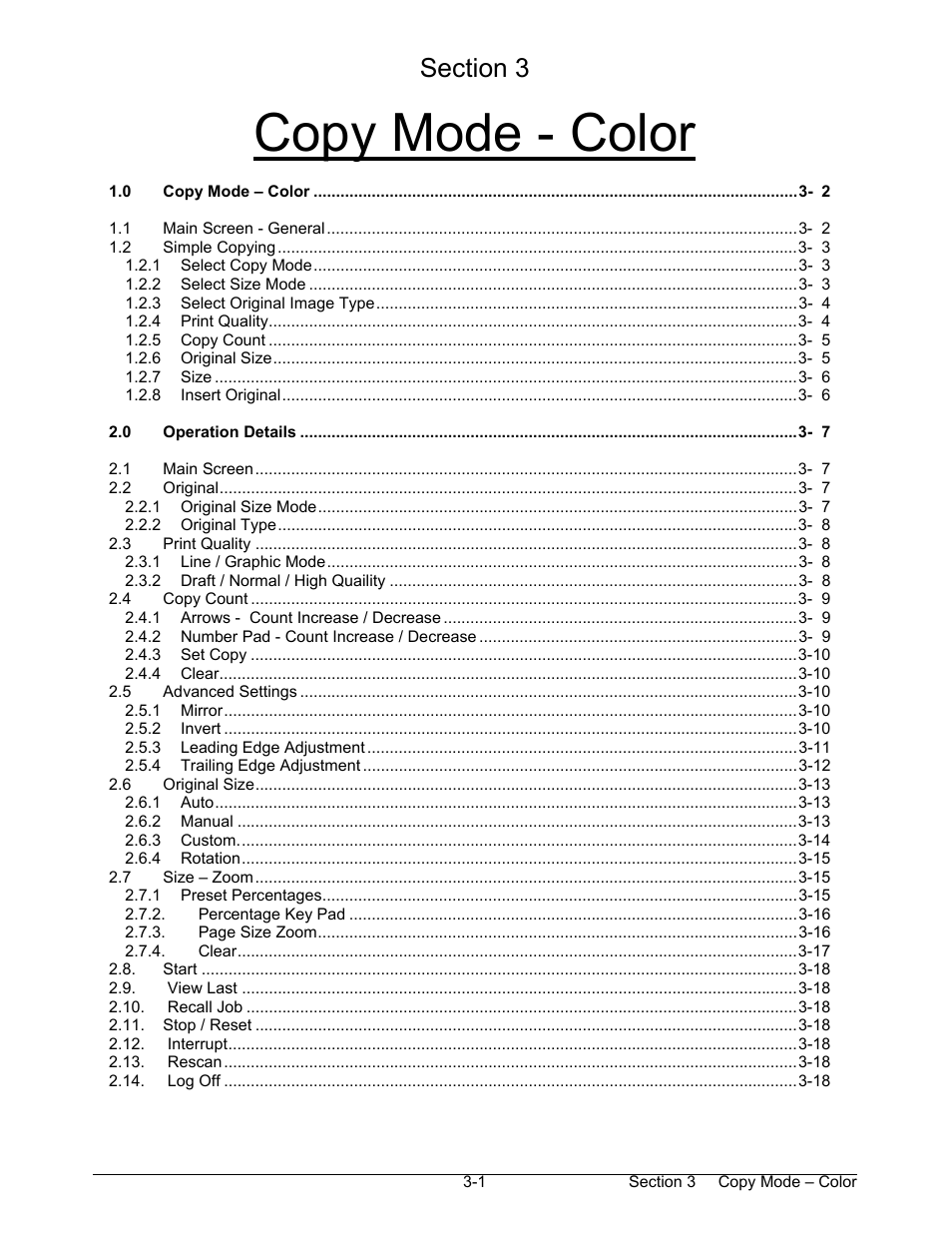 Copy mode - color | Konica Minolta KIP 2100 Scanner User Manual | Page 57 / 153