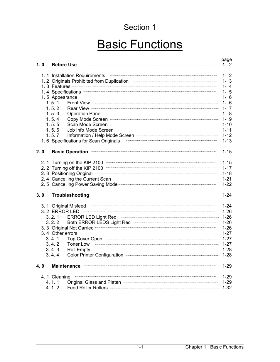 Basic functions | Konica Minolta KIP 2100 Scanner User Manual | Page 6 / 153