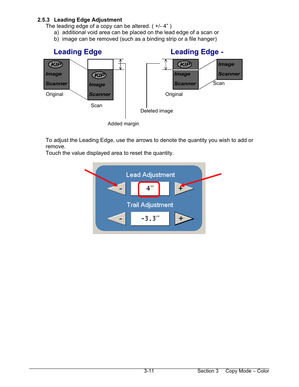 Leading edge leading edge | Konica Minolta KIP 2100 Scanner User Manual | Page 67 / 153