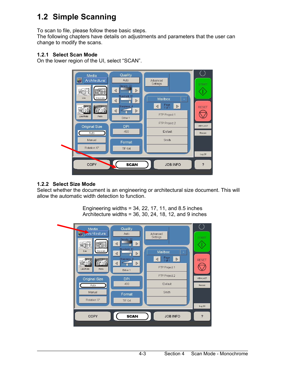 2 simple scanning | Konica Minolta KIP 2100 Scanner User Manual | Page 77 / 153