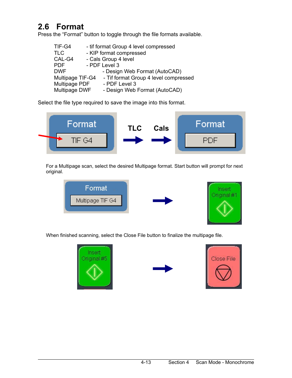 6 format, Tlc cals | Konica Minolta KIP 2100 Scanner User Manual | Page 87 / 153