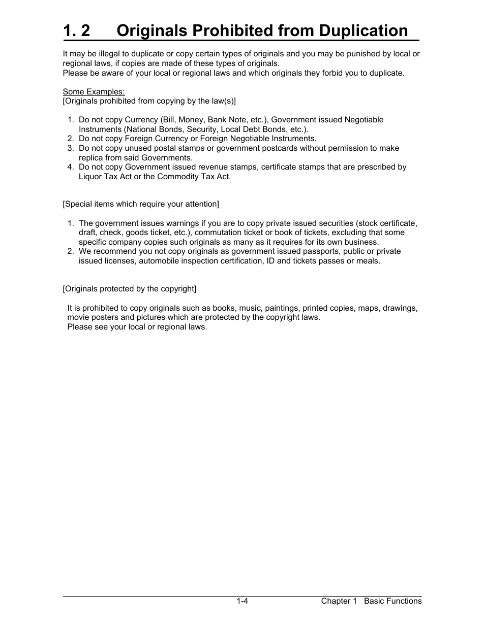 2 originals prohibited from duplication | Konica Minolta KIP 2100 Scanner User Manual | Page 9 / 153