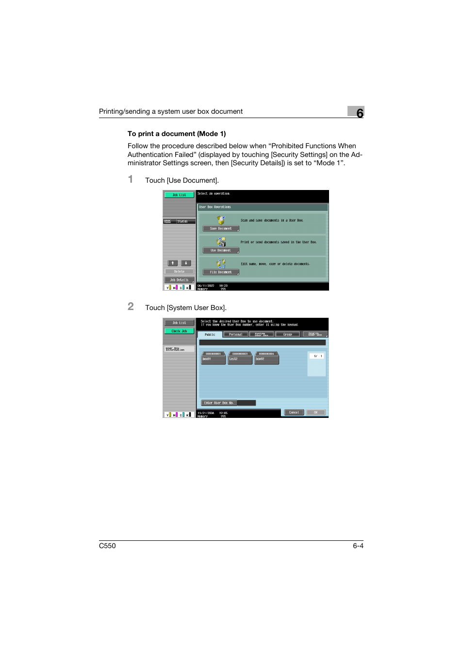 To print a document (mode 1), To print a document (mode 1) -4 | Konica Minolta bizhub C550 User Manual | Page 268 / 359