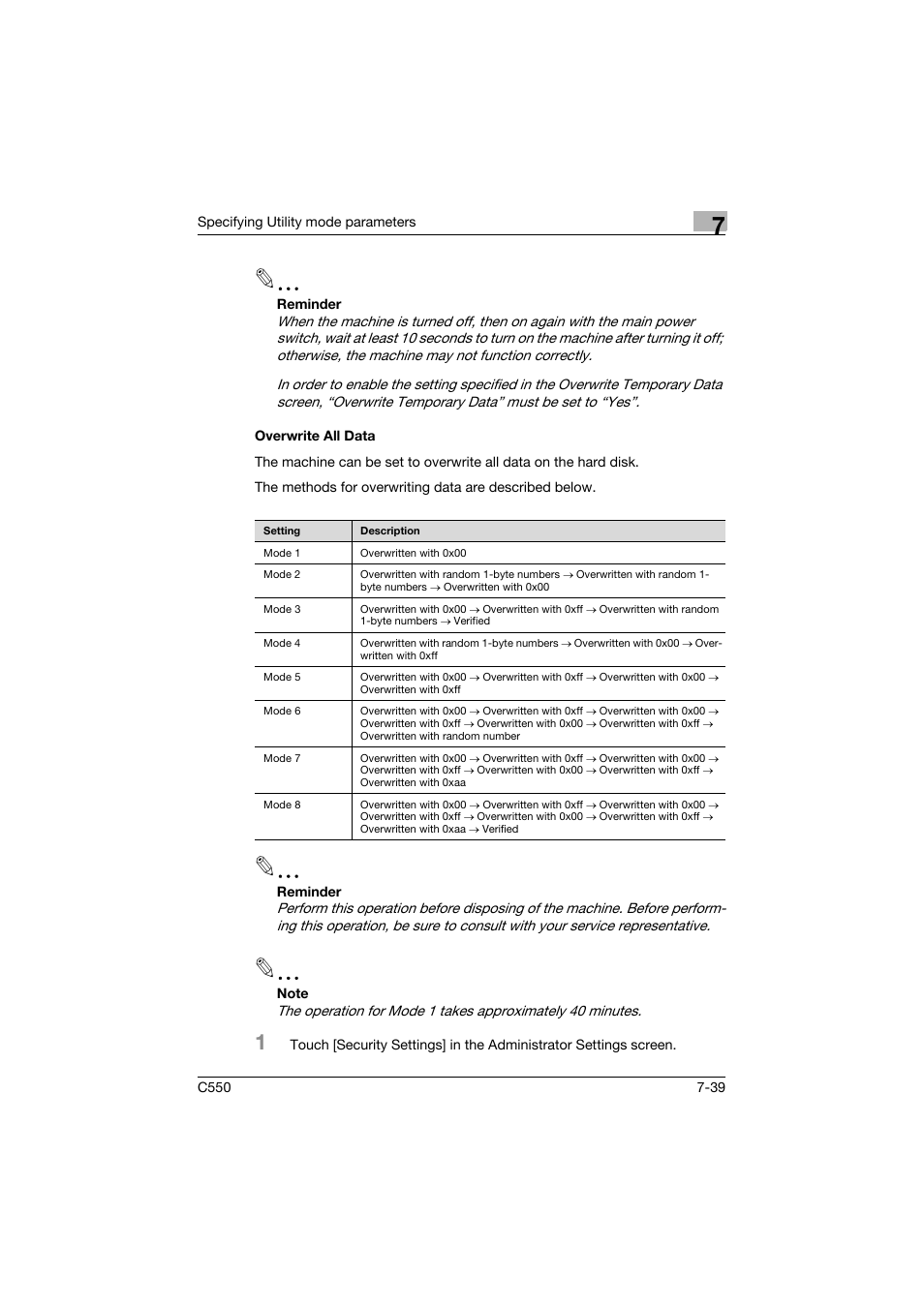 Overwrite all data, Overwrite all data -39 | Konica Minolta bizhub C550 User Manual | Page 336 / 359