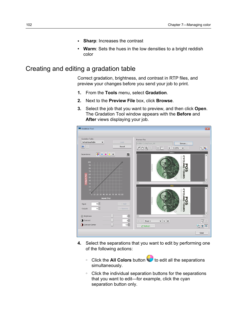 Creating and editing a gradation table | Konica Minolta bizhub PRESS C1060 User Manual | Page 112 / 270