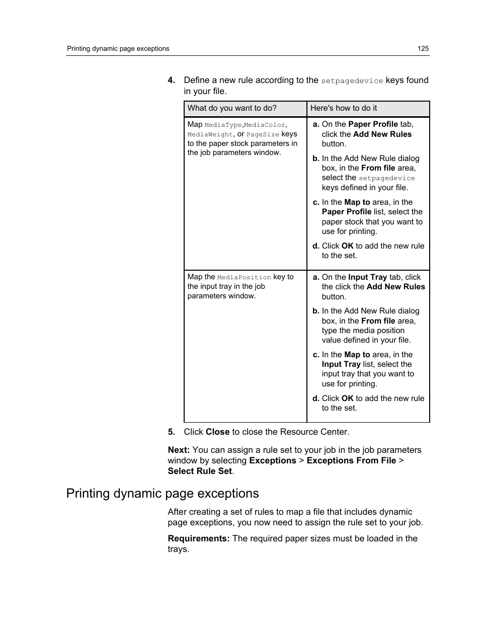 Printing dynamic page exceptions | Konica Minolta bizhub PRESS C1060 User Manual | Page 135 / 270