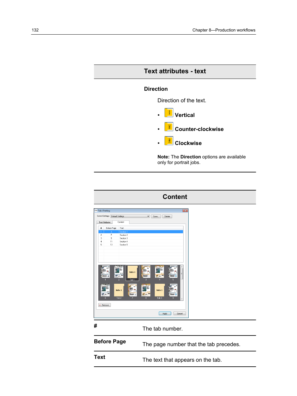 Text attributes - text, Content | Konica Minolta bizhub PRESS C1060 User Manual | Page 142 / 270