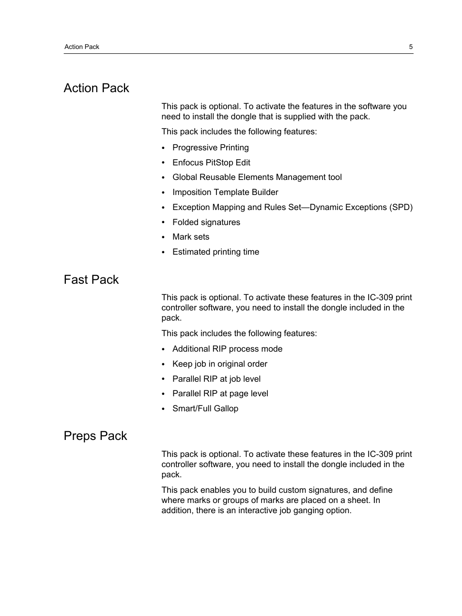 Action pack, Fast pack, Preps pack | Action pack fast pack preps pack | Konica Minolta bizhub PRESS C1060 User Manual | Page 15 / 270