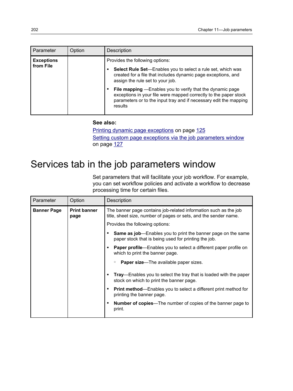 Services tab in the job parameters window | Konica Minolta bizhub PRESS C1060 User Manual | Page 212 / 270