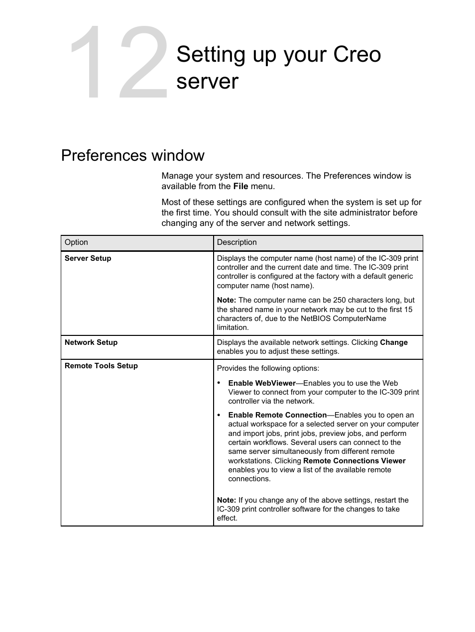 Setting up your creo server, Preferences window | Konica Minolta bizhub PRESS C1060 User Manual | Page 217 / 270