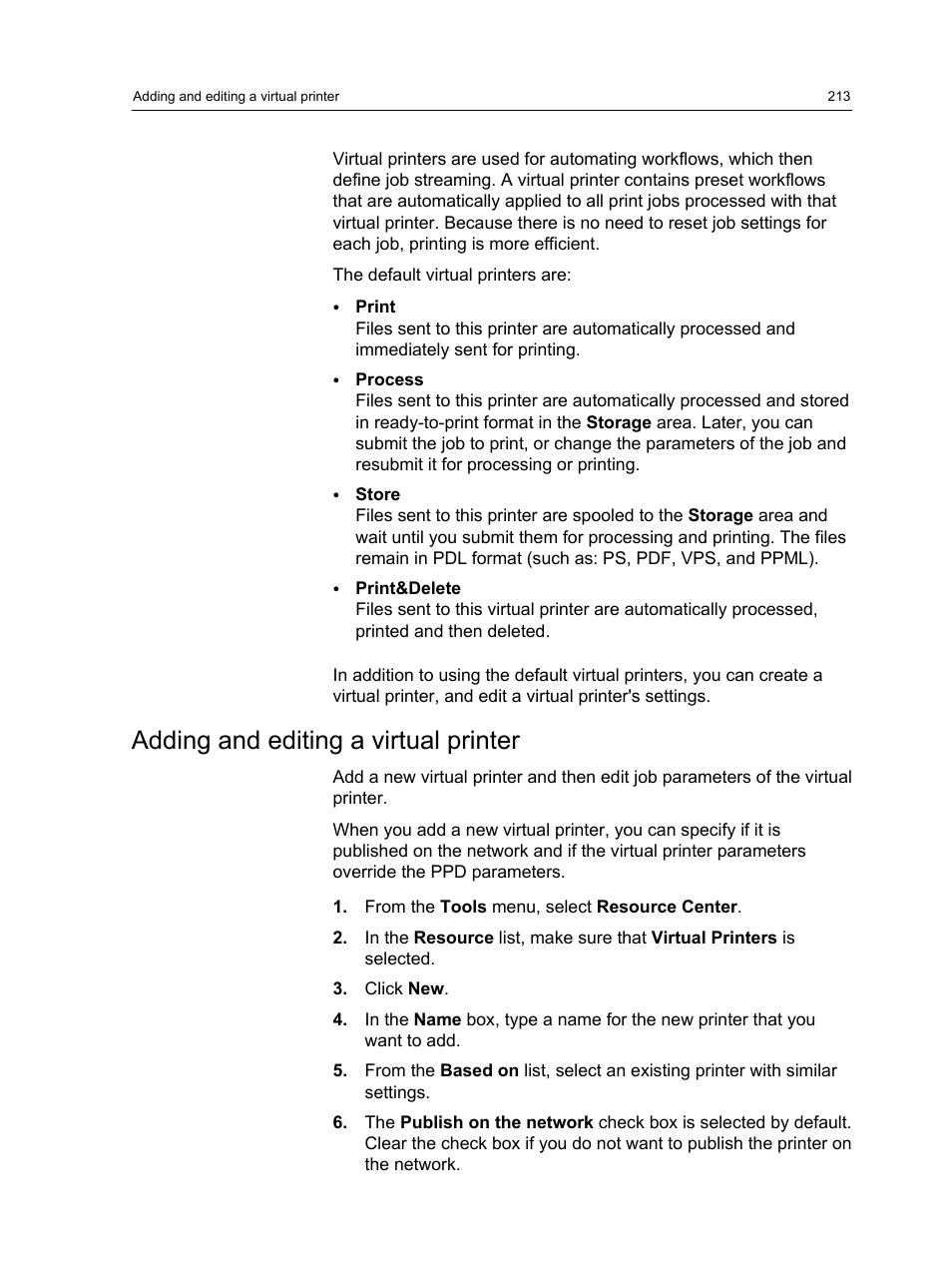 Adding and editing a virtual printer | Konica Minolta bizhub PRESS C1060 User Manual | Page 223 / 270