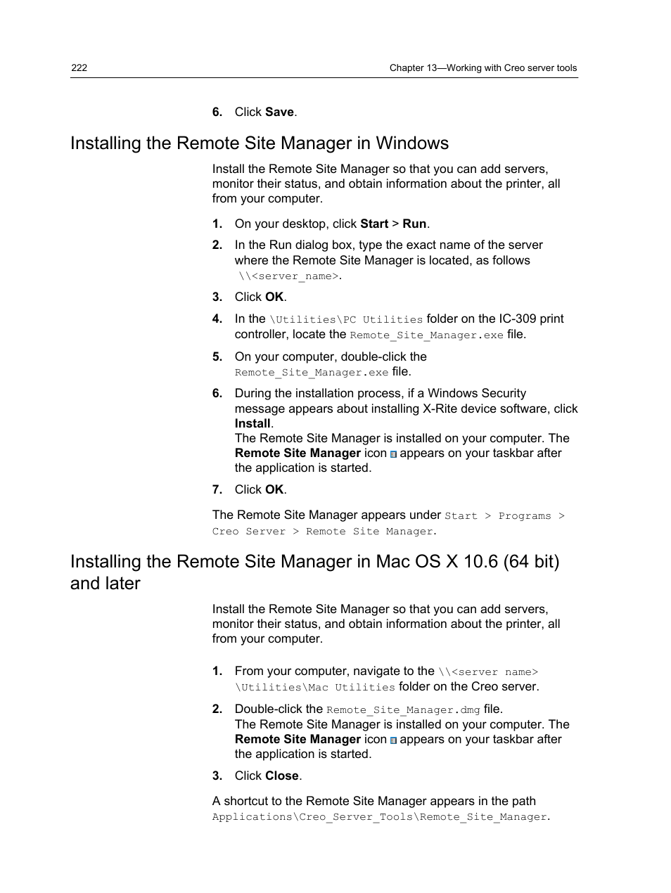 Installing the remote site manager in windows | Konica Minolta bizhub PRESS C1060 User Manual | Page 232 / 270