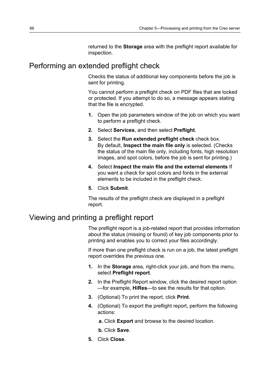 Performing an extended preflight check, Viewing and printing a preflight report | Konica Minolta bizhub PRESS C1060 User Manual | Page 76 / 270