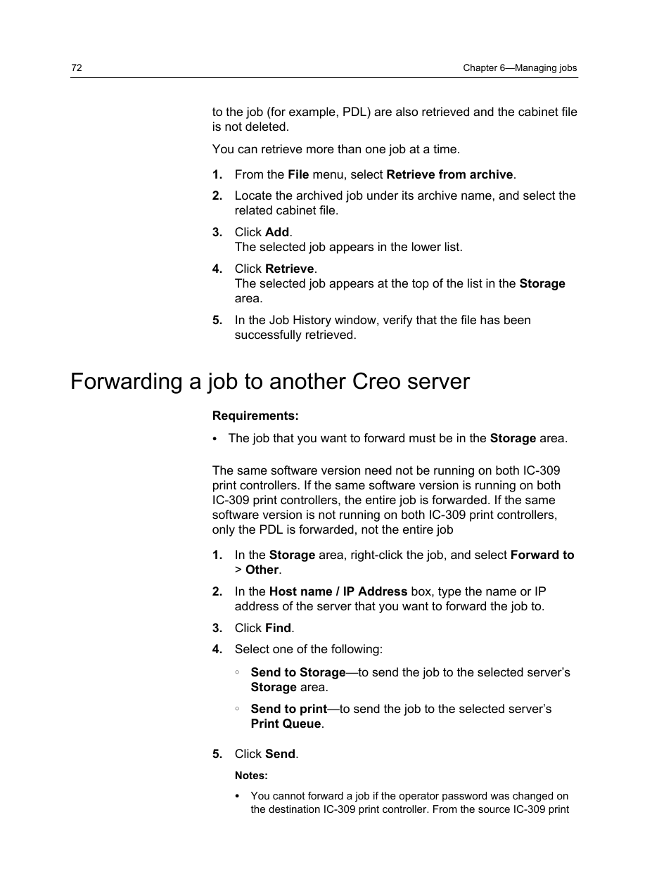 Forwarding a job to another creo server | Konica Minolta bizhub PRESS C1060 User Manual | Page 82 / 270