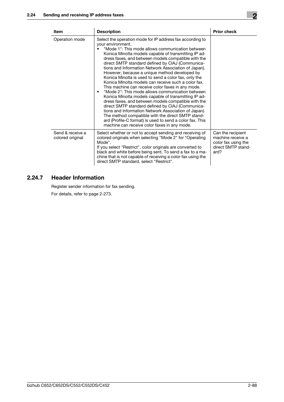 7 header information, Header information -88, Header information | Konica Minolta BIZHUB C652DS User Manual | Page 106 / 343