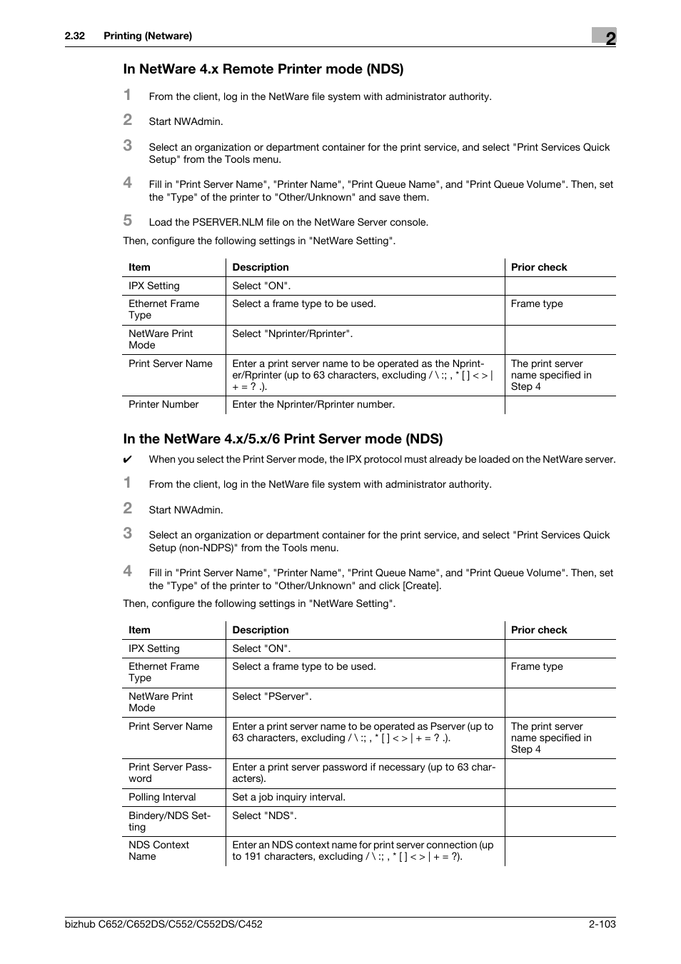 In netware 4.x remote printer mode (nds), In the netware 4.x/5.x/6 print server mode (nds) | Konica Minolta BIZHUB C652DS User Manual | Page 121 / 343