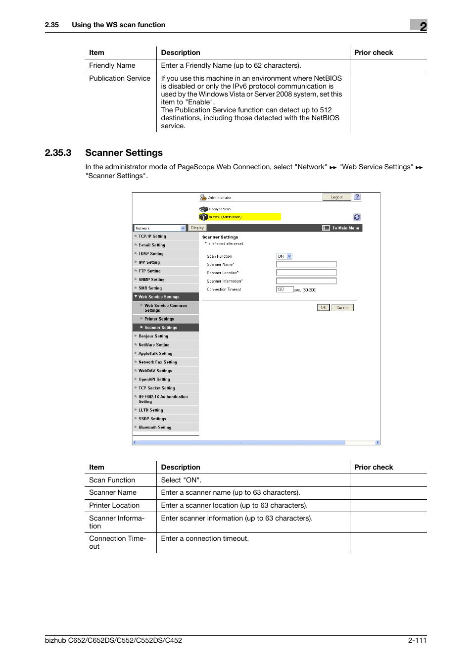 3 scanner settings, Scanner settings -111, Scanner settings | Konica Minolta BIZHUB C652DS User Manual | Page 129 / 343
