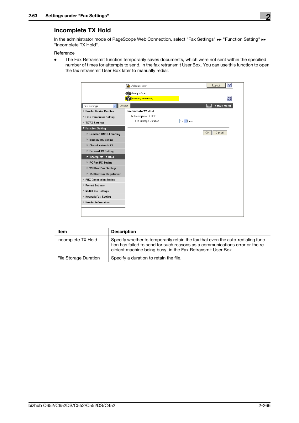 Incomplete tx hold, Incomplete tx hold -266 | Konica Minolta BIZHUB C652DS User Manual | Page 284 / 343