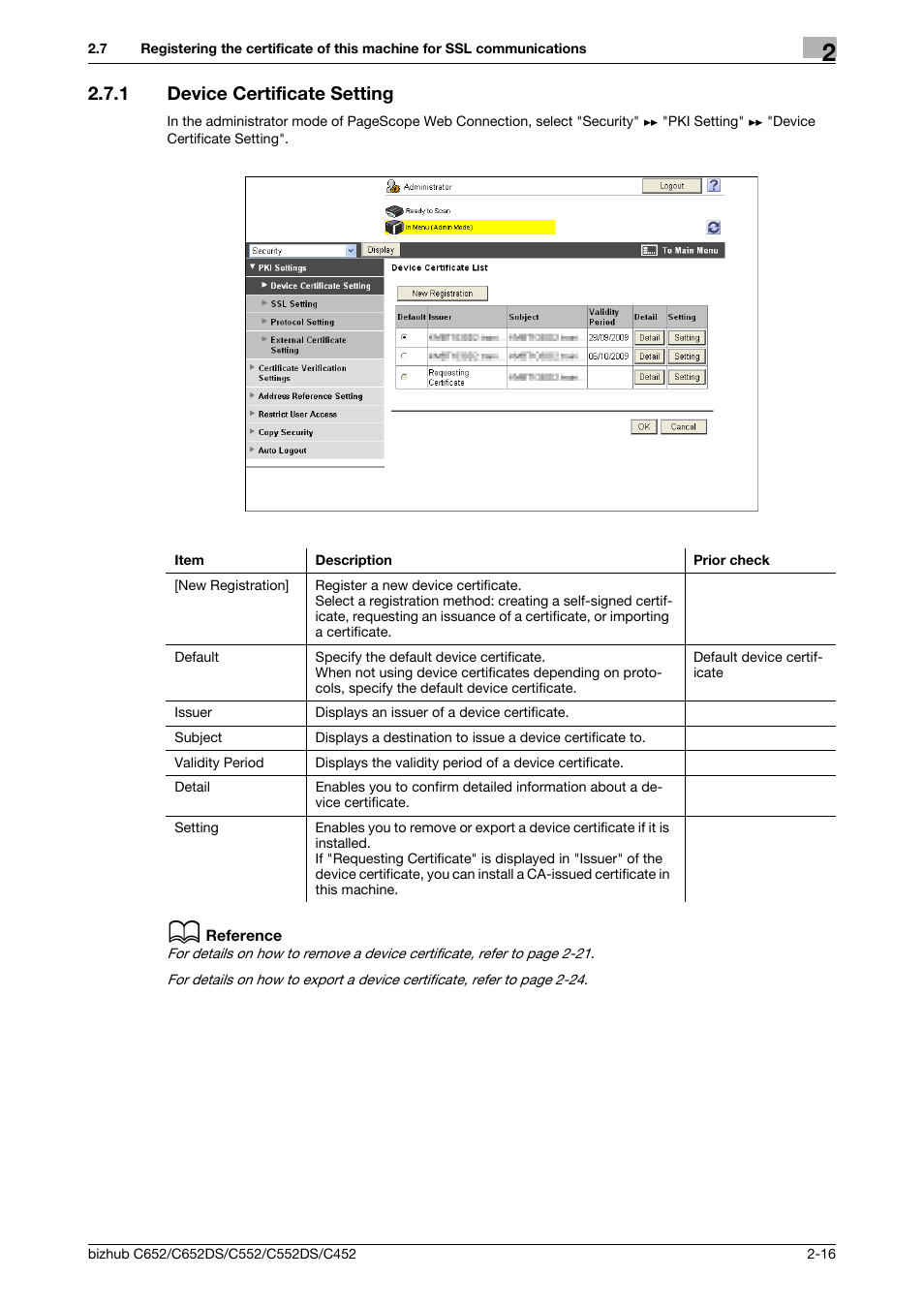 1 device certificate setting, Device certificate setting -16, Device certificate setting | Konica Minolta BIZHUB C652DS User Manual | Page 34 / 343