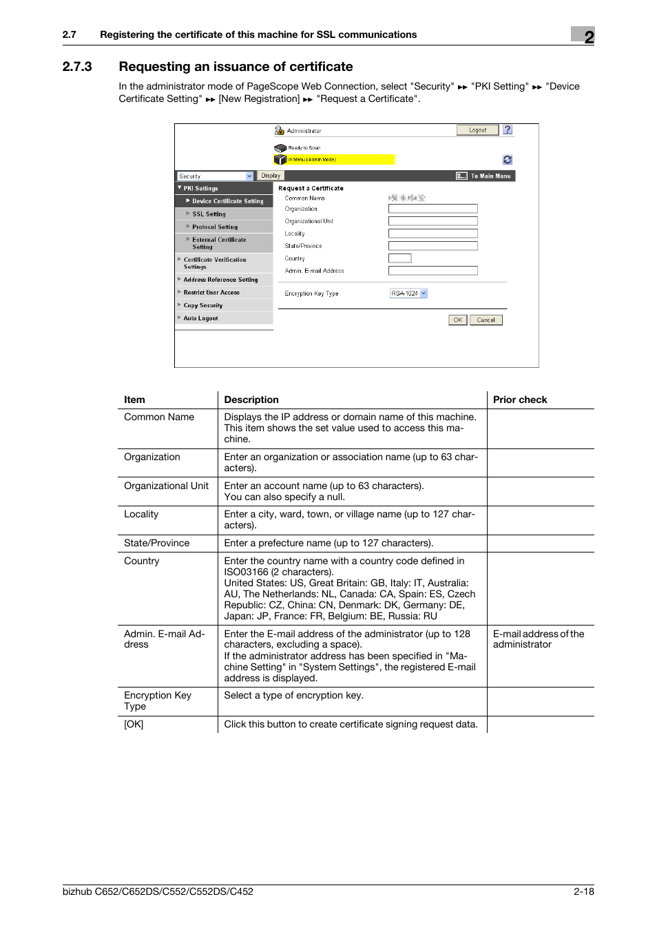 3 requesting an issuance of certificate, Requesting an issuance of certificate -18, Requesting an issuance of | Certificate | Konica Minolta BIZHUB C652DS User Manual | Page 36 / 343