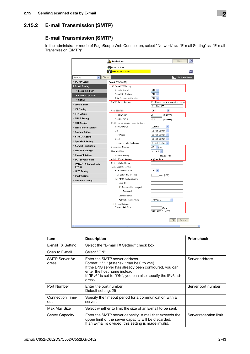 2 e-mail transmission (smtp), E-mail transmission (smtp), E-mail transmis | Sion (smtp) | Konica Minolta BIZHUB C652DS User Manual | Page 61 / 343