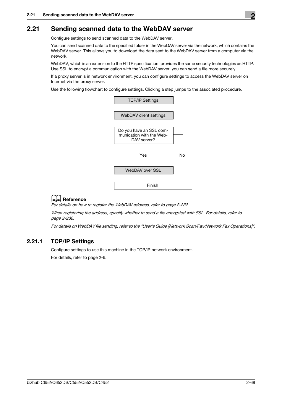 21 sending scanned data to the webdav server, 1 tcp/ip settings, Sending scanned data to the webdav server -68 | Tcp/ip settings -68 | Konica Minolta BIZHUB C652DS User Manual | Page 86 / 343