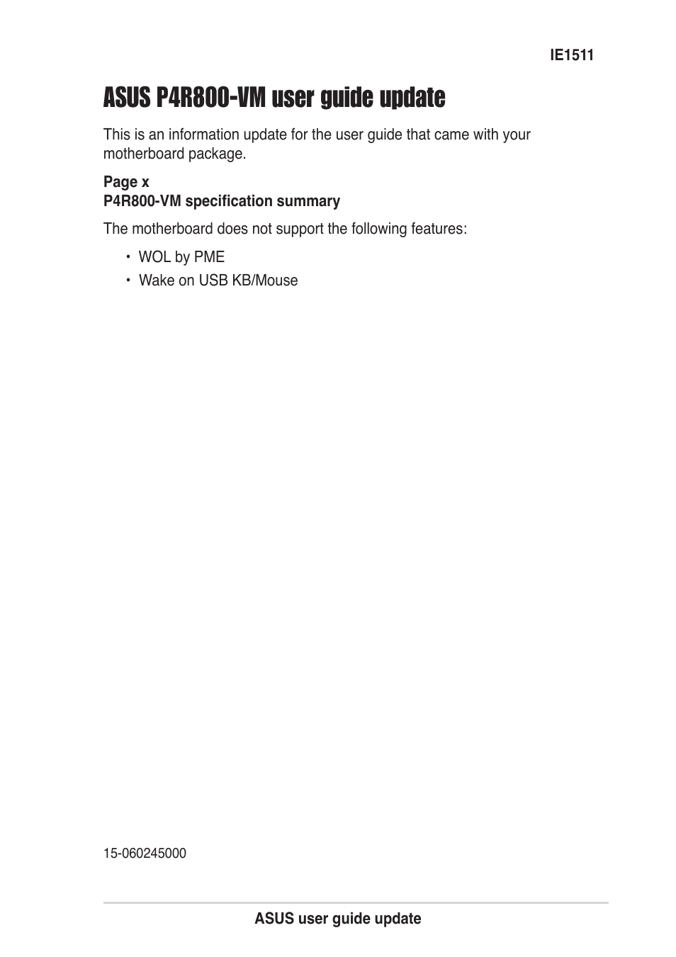 Asus P4R800-VM User Manual | 1 page