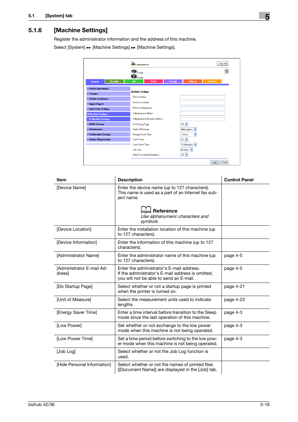 6 [machine settings, Machine settings] -16 | Konica Minolta bizhub 42 User Manual | Page 104 / 284