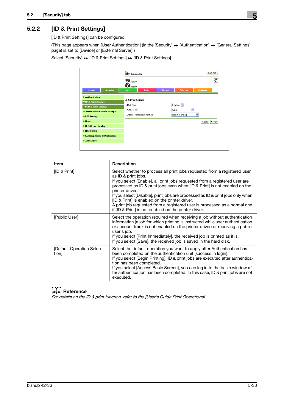 2 [id & print settings, Id & print settings] -33 | Konica Minolta bizhub 42 User Manual | Page 121 / 284