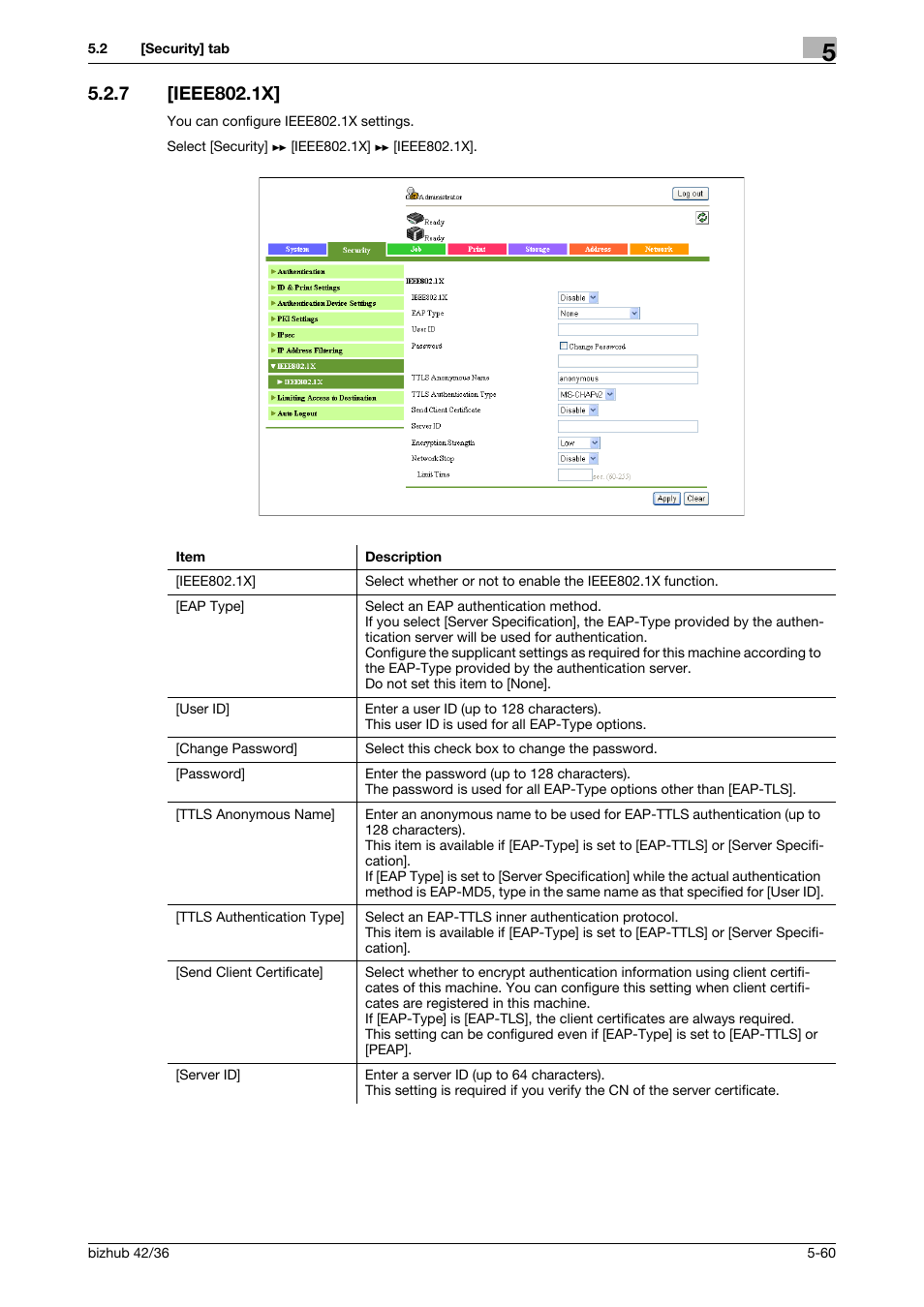 7 [ieee802.1x, Ieee802.1x] -60 | Konica Minolta bizhub 42 User Manual | Page 148 / 284