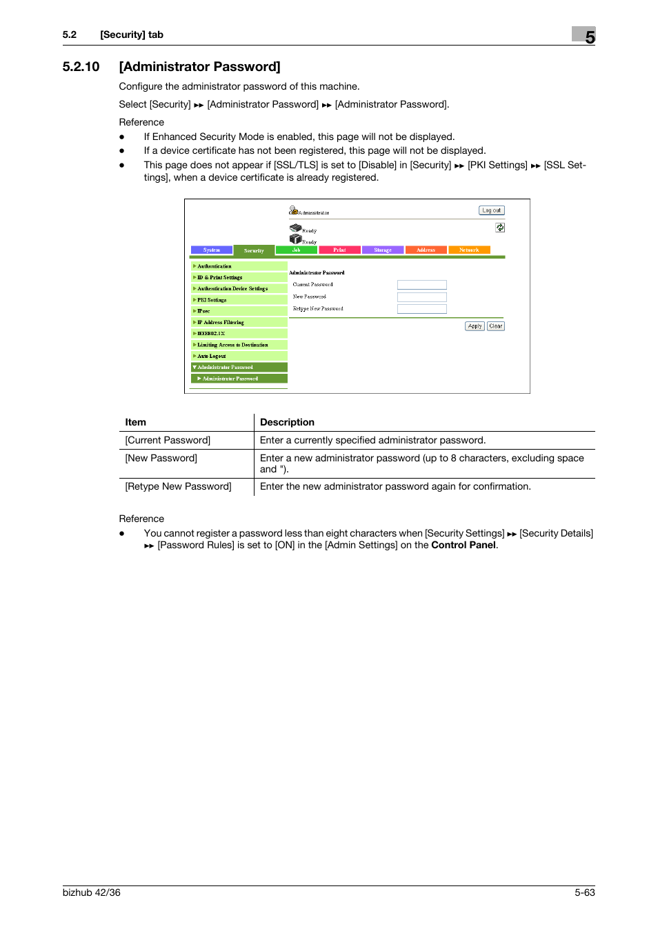 10 [administrator password, Administrator password] -63 | Konica Minolta bizhub 42 User Manual | Page 151 / 284